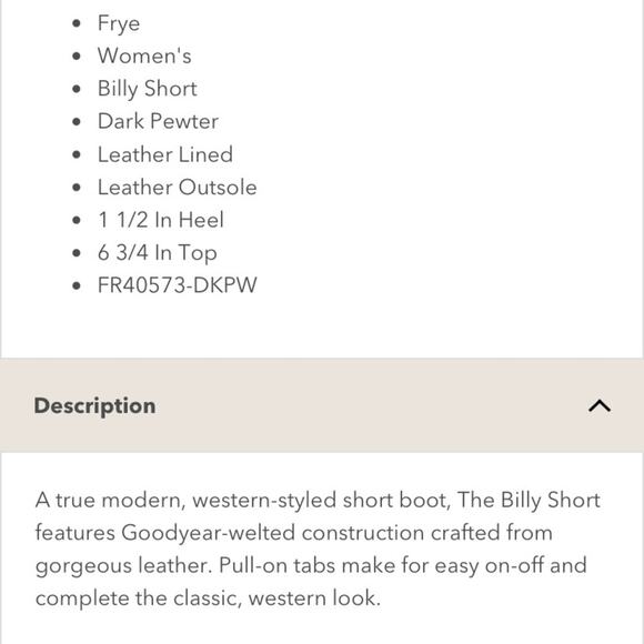 Frye Billy Short Ankle Dark Pewter Boots Silver Metallic size 8 - Picture 14 of 14